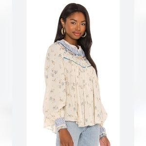 Free People Paloma Printed Blouse in Tea Combo